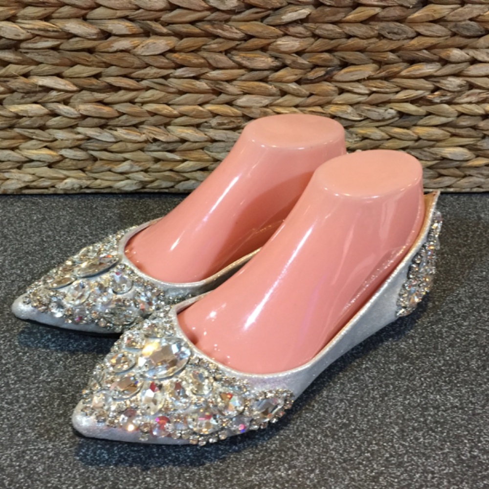 Elegant Silver Embellished Flats - Picture 5 of 16